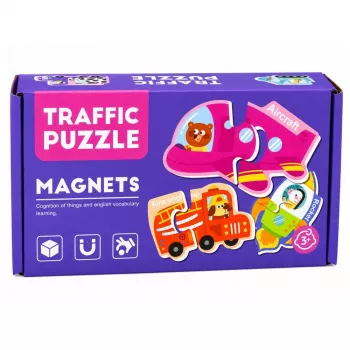 LEAN TOYS magnētiskā puzle transportlīdzekļi mācību līdzeklis transporta veidu komplekts 30 gab.