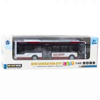 LEAN TOYS Metal City autobuss ar skaņu un gaismu 1:42