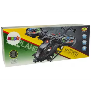 LEAN TOYS Militārais helikopters ar lieliem spārniem, gaismām, skaņu un rotējošiem lāpstiņām