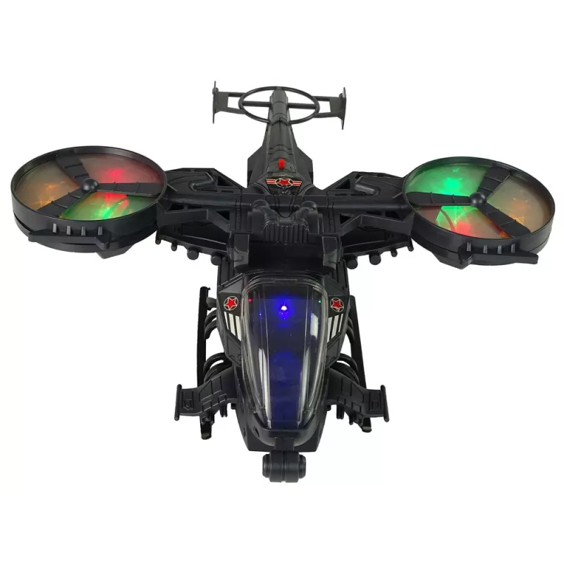 LEAN TOYS Militārais helikopters ar lieliem spārniem, gaismām, skaņu un rotējošiem lāpstiņām