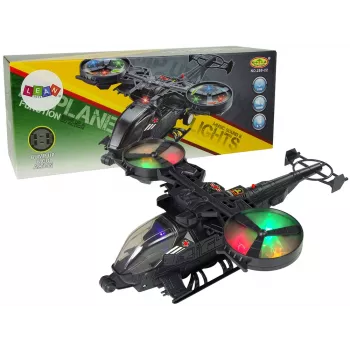 LEAN TOYS Militārais helikopters ar lieliem spārniem, gaismām, skaņu un rotējošiem lāpstiņām