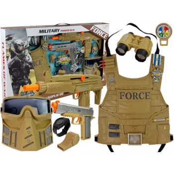 LEAN TOYS Military Set Weapon Mask Binoculars Vest Compass
