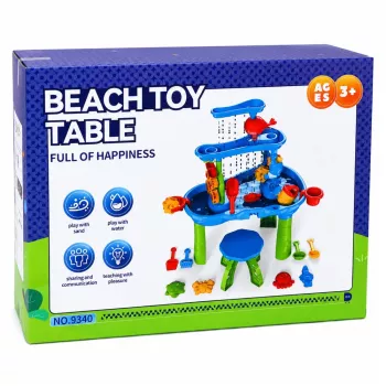 LEAN TOYS Multi-level Water Table Playground ar krēslu, piederumiem un veidnēm 63cm
