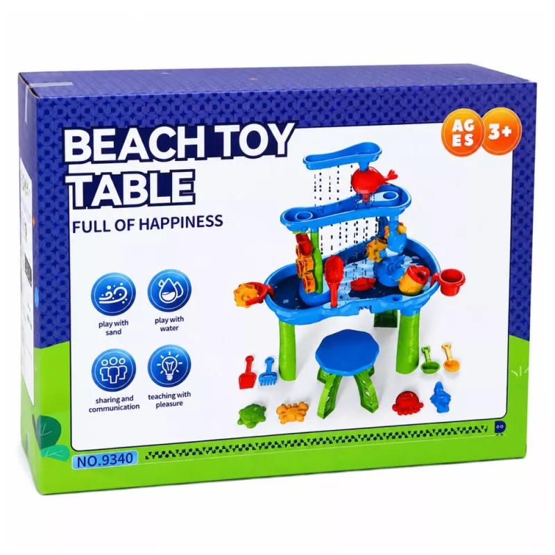 LEAN TOYS Multi-level Water Table Playground ar krēslu, piederumiem un veidnēm 63cm