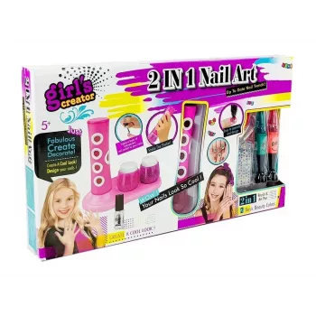 LEAN TOYS Nail Painting Set Glitter Dispenser Coloured Stickers