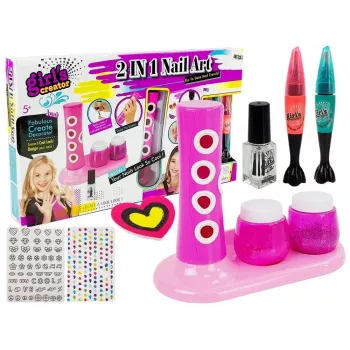 LEAN TOYS Nail Painting Set Glitter Dispenser Coloured Stickers