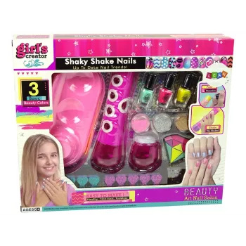 LEAN TOYS Nagu Krāsošanas Komplekts ar Spīdumu Dozatoru un Lakas Uzlīmēm