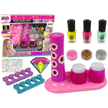 LEAN TOYS Nagu Krāsošanas Komplekts ar Spīdumu Dozatoru un Lakas Uzlīmēm