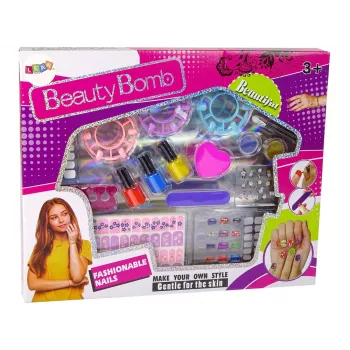 LEAN TOYS Nagu Krāsošanas Komplekts ar Lakām, Uzlīmēm, Rakstiem un Spīdumiem