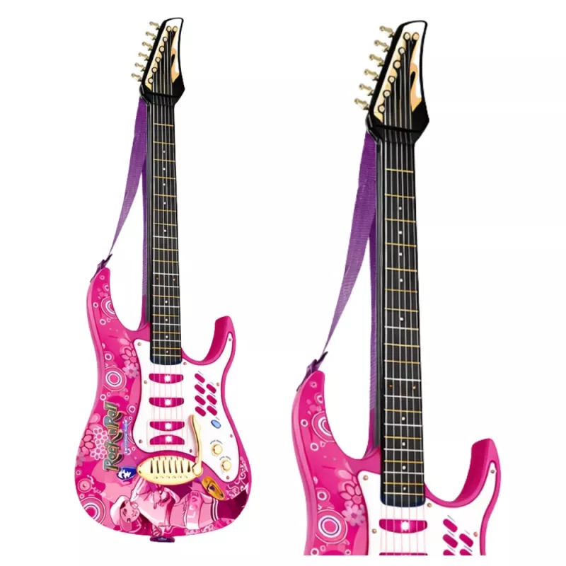 LEAN TOYS Pink Electric Guitar with Microphone and Amplifier