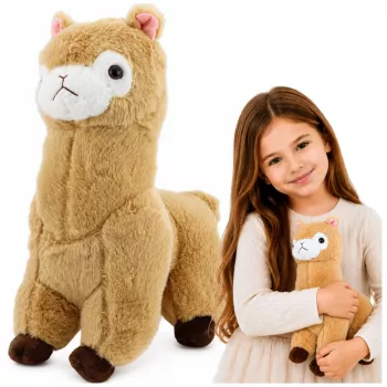 LEAN TOYS plīša alpaka lama mīkstā rotaļlieta - krēmkrāsas, 28 cm, mīksta plīša ar īpaši mīkstu kažoku