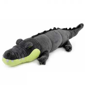LEAN TOYS plīša krokodila maskota mīkstā rotaļlieta - reālistiski pelēka, 90 cm