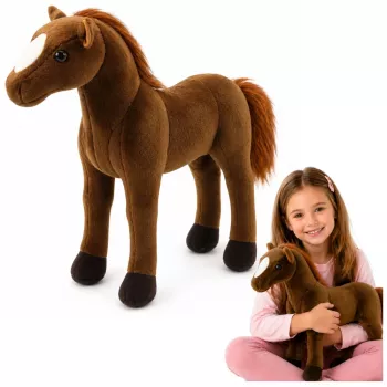 LEAN TOYS plīša zirgs mīkstā rotaļlieta tumši brūns 40cm x 37cm