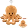 LEAN TOYS Plush Octopus Cuddly Toy with Suction Cup Beige 16 cm