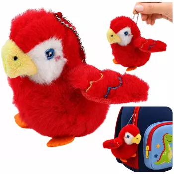 LEAN TOYS plīša papagaiļa atslēgu piekariņš sarkans 9 cm