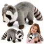 LEAN TOYS plīša jenots – reālistiska mīkstā rotaļlieta, pelēka 45 cm