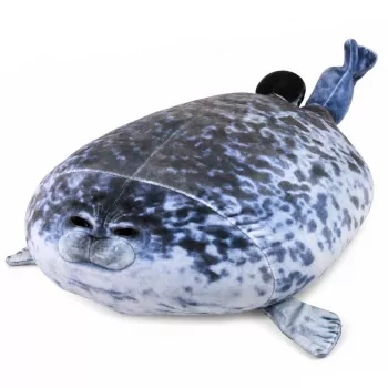 LEAN TOYS Plush Seal Mascot Cuddly Toy Natural Color Gray 38 cm