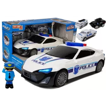 LEAN TOYS Policijas auto glabāšanas garāža 2in1 Policists Mazas automašīnas Skaņa Gaisma