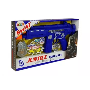 LEAN TOYS Policijas pistoles komplekts ar nozīmīti, Navy Blue, skaņas un gaismas efekti, 37cm