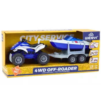 LEAN TOYS Police Quad ar piekabi un motorlaivu