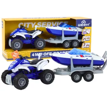 LEAN TOYS Police Quad ar piekabi un motorlaivu