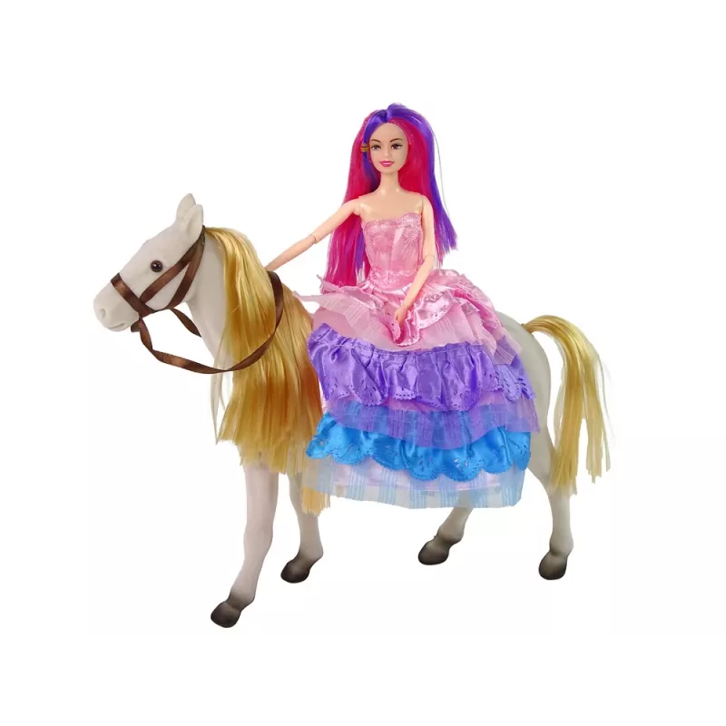 LEAN TOYS Princess Doll ar balto poniju un aksesuāriem