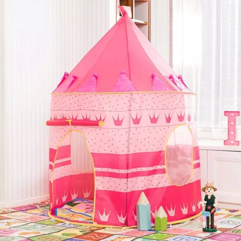 LEAN TOYS Princess Palace Tent House For Little Princess Pink 135 x 105 cm