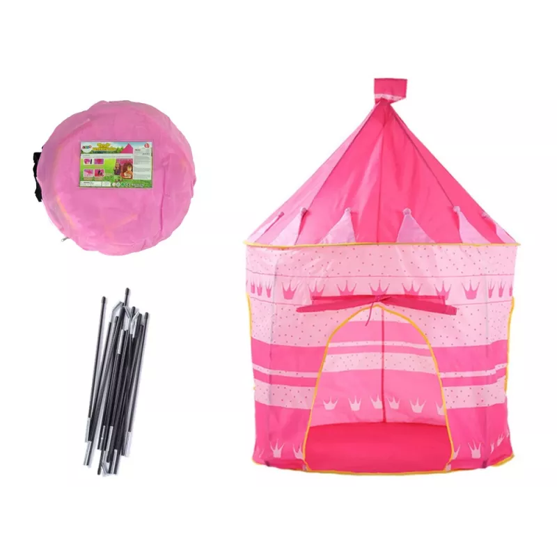 LEAN TOYS Princess Palace Tent House For Little Princess Pink 135 x 105 cm