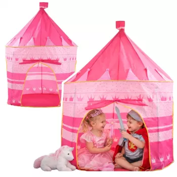 LEAN TOYS Princess Palace Tent House For Little Princess Pink 135 x 105 cm
