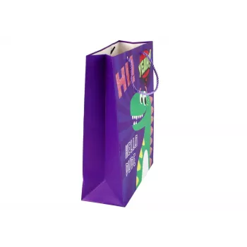 LEAN TOYS Purple Dinosaur Paper Gift Bag 32cm x 26cm x 10cm