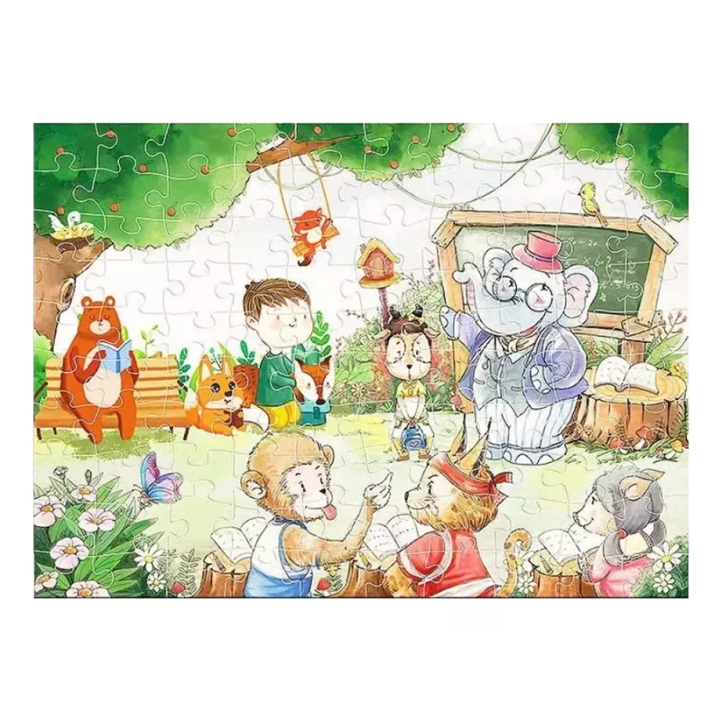 LEAN TOYS Puzzle School for Animals 100 gabali