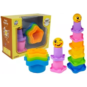 LEAN TOYS Pyramid Cups for Babies Asterisks