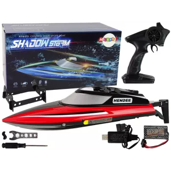 LEAN TOYS R/C Remote Controlled Motorboat 2.4G Red 20-25 KM/H
