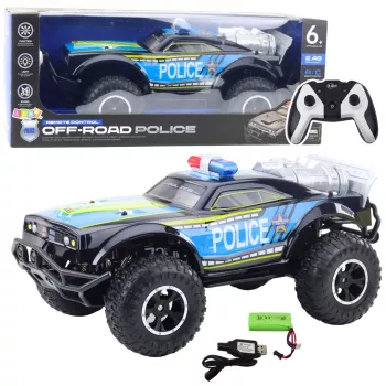 LEAN TOYS RC bezceļu policijas auto 1:8 Melns