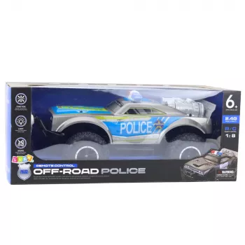 LEAN TOYS RC bezceļu policijas auto 1:8 Sudraba