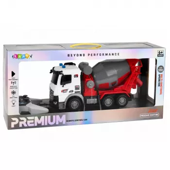 LEAN TOYS RC Remote Controlled Concrete Mixer Truck with Moving Bulb and Lights 1:14