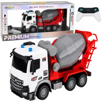 LEAN TOYS RC Remote Controlled Concrete Mixer Truck with Moving Bulb and Lights 1:14