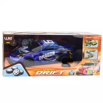 LEAN TOYS RC sporta auto ar apgaismotu drift virsbūvi, zils 1:16 4WD 2.4GHz