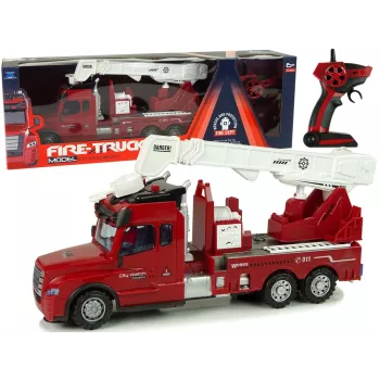 LEAN TOYS Remote Control Fire Truck 2.4G with Lights and Sounds Red