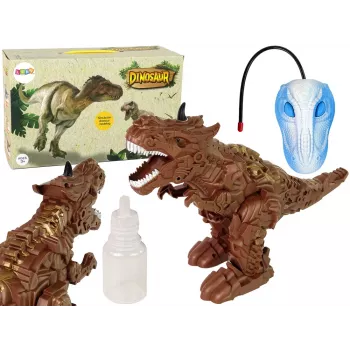 LEAN TOYS Remote-Controlled Dinosaur Steam Projector Brown
