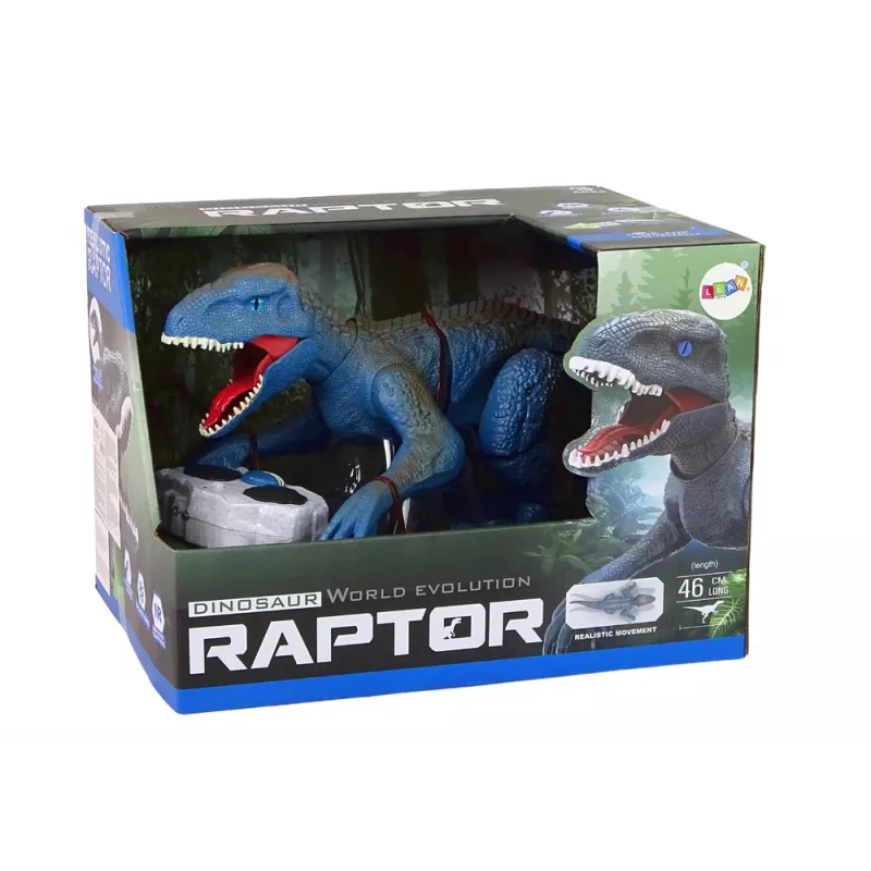 LEAN TOYS Remote-Controlled Dinosaur Velociraptor with Sound and Roaring, Blue