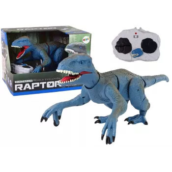 LEAN TOYS Remote-Controlled Dinosaur Velociraptor with Sound and Roaring, Blue