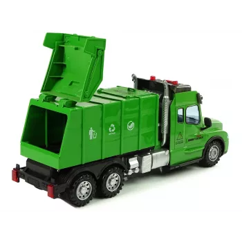 LEAN TOYS Remote Controlled Garbage Truck Pilot 2.4G Lights Sounds Green