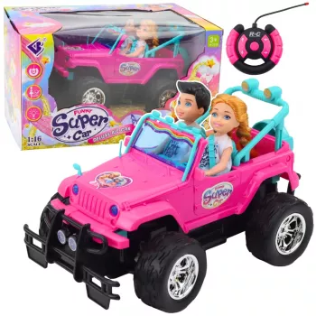 LEAN TOYS 1:16 attālvadības bezceļu auto ar lellēm, rozā