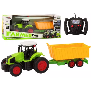 LEAN TOYS Remote Controlled Tractor With Trailer RC 1:16 Green