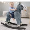 LEAN TOYS Rocking Horse Saddle Feet Rocker Sounds Gray 74 cm
