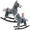 LEAN TOYS Rocking Horse Saddle Feet Rocker Sounds Gray 74 cm