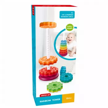 LEAN TOYS Rotējošā Piramīdas Torņa Šķirotājs Varavīksnes Puzle 36cm 6 Gabali