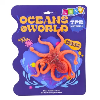 LEAN TOYS Gumijas astoņkājis, staipāma, reālistiska jūras dzīvnieka figūriņa, 12 cm