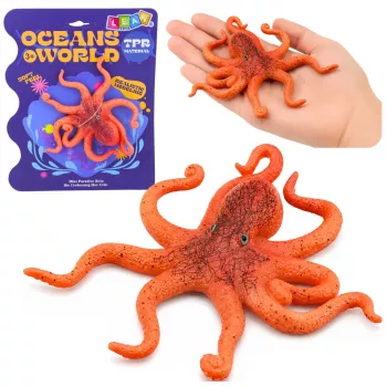 LEAN TOYS Gumijas astoņkājis, staipāma, reālistiska jūras dzīvnieka figūriņa, 12 cm